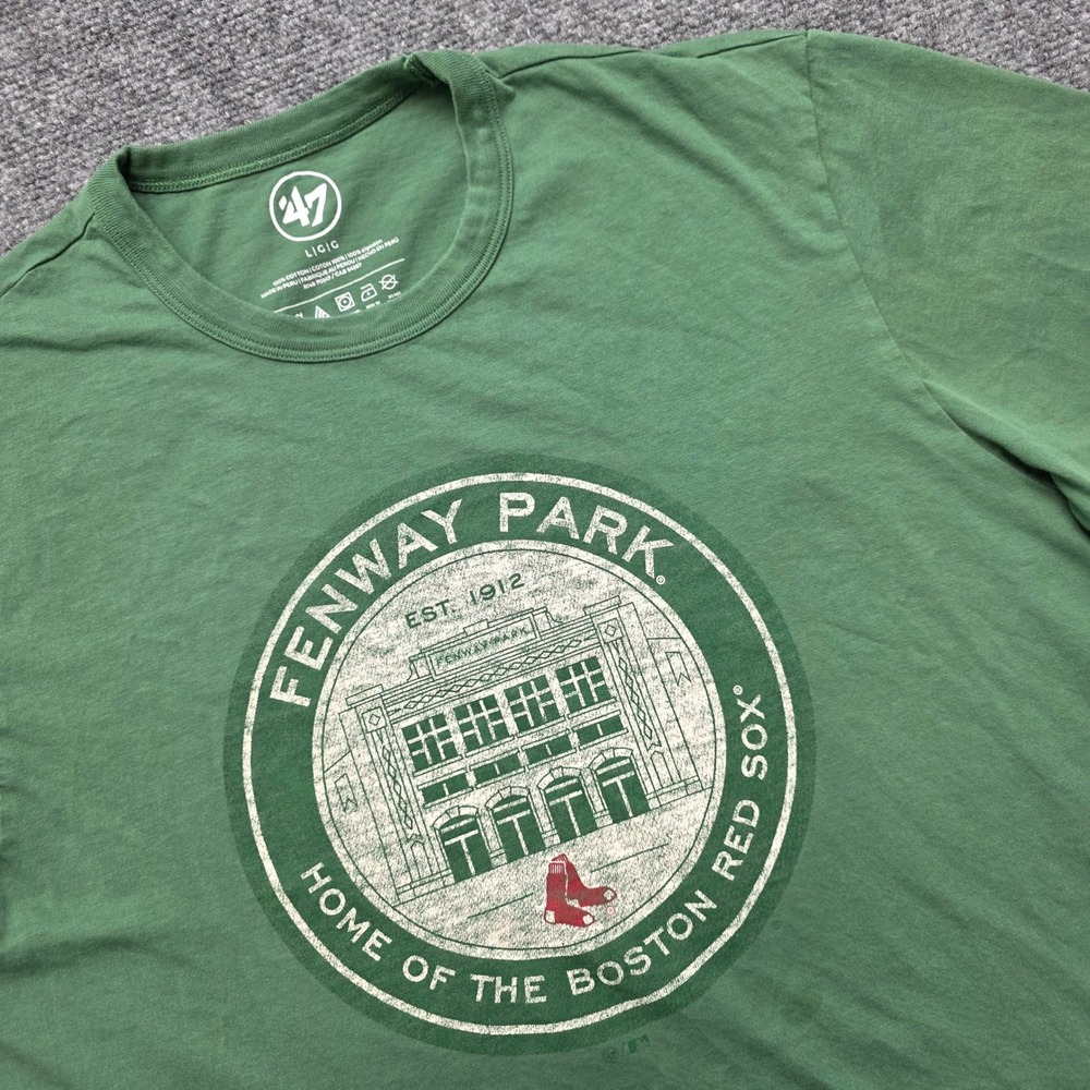47 Brand Boston Red Sox Shirt Mens Large L Green Fenway Park Home of Red Sox Tee